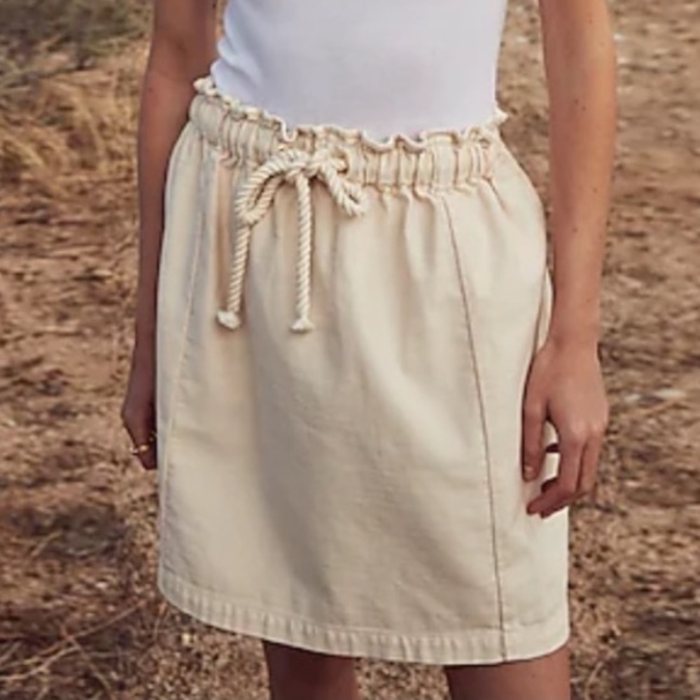 J.Crew NWOT Tie-Waist Pull-On Skirt in Dusty Ivory